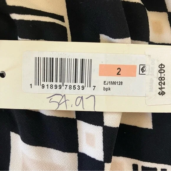 NWT Eliza J Pink & Black Diamond Print Lined Shift Dress Size 2 - Picture 5 of 6